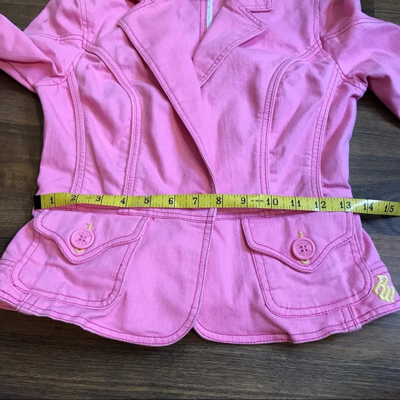 Y2K Rocawear bubblegum pink denim jean blazer cropped jacket - Picture 14 of 16